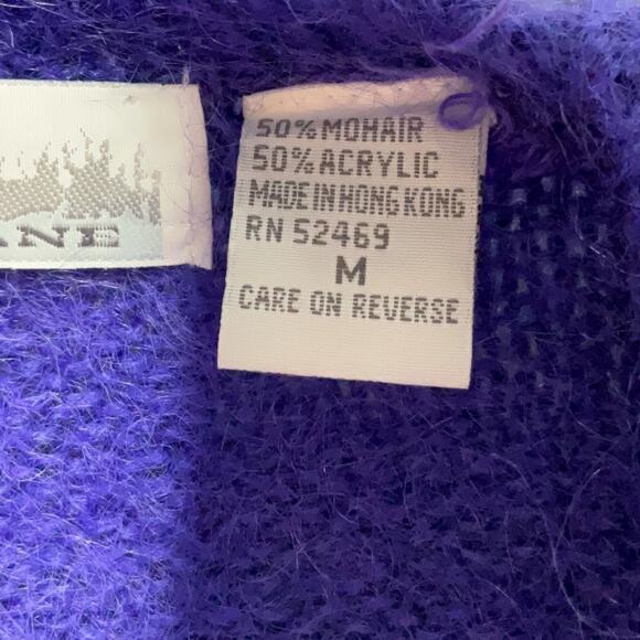 Vintage Bramble Lane Mohair Hong Kong Purple Deep V Neck Cardigan M - Picture 8 of 9
